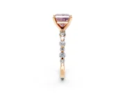 Solitaire Engagement Ring Setting for Fancy Pink Princess Cut Center with Alternating Size Accents and Prong Head in Rose Gold