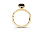 Solitaire Engagement Ring Setting for Fancy Black Radiant Cut Center with Band of Accents and Prong Head in Yellow Gold