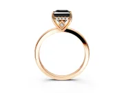 Solitaire Engagement Ring Setting for Fancy Black Princess Cut Center with Fine Wire Band and Prong Head in Rose Gold