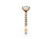 Solitaire Engagement Ring Setting for Radiant Cut Center with Band of Accents and Prong Head in Yellow Gold