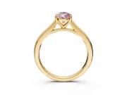 Solitaire Engagement Ring Setting for Fancy Pink Pear-Shaped Center with Narrow Cathedral Band and Prong Head in Yellow Gold