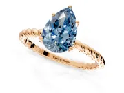 Solitaire Engagement Ring Setting for Fancy Blue Pear-Shaped Center with Plain Twisted Rope Band and Prong Head in Rose Gold