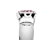 Tension Engagement Ring Setting for Fancy Pink Princess Cut Center with Wide Flat Band and Tension Head in White Gold