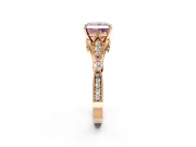 Solitaire Engagement Ring Setting for Fancy Pink Princess Cut Center with Marquise and Bezel Accents and Prong Head in Rose Gold