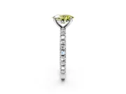 Solitaire Engagement Ring Setting for Fancy Yellow Oval Center with Fine Pave Band and Claw Prong Head in Sterling Silver