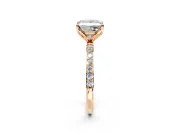 Solitaire Engagement Ring Setting for Princess Cut Center with Fine Pave Accents and Prong Head in Rose Gold