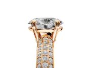 Solitaire Engagement Ring Setting for Oval Center with Multi-Row Pave Accents and Basket Head in Rose Gold
