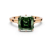 Solitaire Engagement Ring Setting for Fancy Green Asscher Cut Center with Plain Band and Tulip Prong Head in Rose Gold