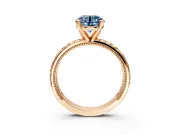 Solitaire Engagement Ring Setting for Fancy Blue Round Cut Center with Milgrain X Pattern Band and Prong Head in Rose Gold