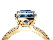 Solitaire Engagement Ring Setting for Fancy Blue Princess Cut Center with Raised Channel Band and Prong Head in Yellow Gold