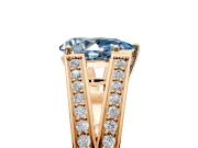 Split Shank Engagement Ring Setting for Fancy Blue Pear-Shaped Center with Pave Split Shank and Prong Head in Rose Gold