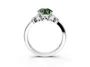Solitaire Engagement Ring Setting for Fancy Green Round Cut Center with Marquise Flower Shoulders and Prong Head in White Gold