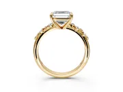 Solitaire Engagement Ring Setting for Asscher Cut Center with Trailing Leaf Accent Band and Prong Head in Yellow Gold