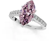 Solitaire Engagement Ring Setting for Fancy Pink Marquise Center with Crossover Accents and Prong Head in Sterling Silver