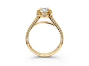 Solitaire Engagement Ring Setting for Pear-Shaped Center with Accented Split Shank and Prong Head in Yellow Gold