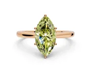 Solitaire Engagement Ring Setting for Fancy Yellow Marquise Center with Narrow Cathedral Band and Prong Head in Rose Gold