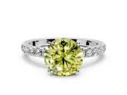 Solitaire Engagement Ring Setting for Fancy Yellow Round Cut Center with Large Accent Band and Prong Head in Platinum