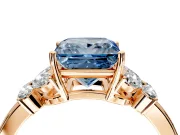 Solitaire Engagement Ring Setting for Fancy Blue Princess Cut Center with Marquise Flower Shoulders and Prong Head in Rose Gold