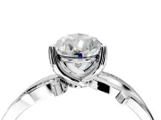 Solitaire Engagement Ring Setting for Pear-Shaped Center with Pave and Plain Crossover Band and Prong Head in Sterling Silver