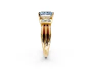 Solitaire Engagement Ring Setting for Fancy Blue Radiant Cut Center with Grooved Bar Accent Band and Prong Head in Yellow Gold