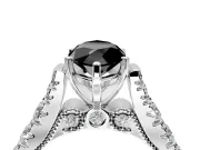 Solitaire Engagement Ring Setting for Fancy Black Marquise Center with Pave Cathedral Shoulders and Prong Head in Sterling Silver