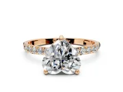 Solitaire Engagement Ring Setting for Heart-Shaped Center with Pave Accents and Prong Head in Rose Gold