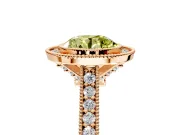 Halo Engagement Ring Setting for Fancy Yellow Round Cut Center with Milgrain Pave Band and Bezel Head in Rose Gold