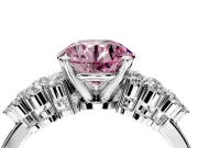 Cluster Engagement Ring Setting for Fancy Pink Round Cut Center with 2-Row Shoulder Clusters and Prong Head in Sterling Silver