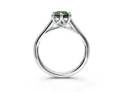 Solitaire Engagement Ring Setting for Fancy Green Radiant Cut Center with Cathedral Band and Prong Head in Sterling Silver