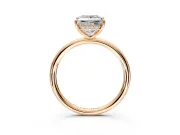 Solitaire Engagement Ring Setting for Princess Cut Center with Plain Band, Open Basket and Prong Head in Rose Gold