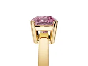 Solitaire Engagement Ring Setting for Fancy Pink Cushion Cut Center with Plain Band and Flat Tab Prong Head in Yellow Gold