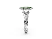 Solitaire Engagement Ring Setting for Fancy Green Marquise Center with Pave and Plain Crossover Band and Prong Head in Platinum