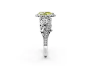Milgrain Halo Engagement Ring Setting for Fancy Yellow Pear-Shaped Center with Shoulder Bezels and Prong Head in White Gold