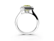 Halo Engagement Ring Setting for Fancy Yellow Princess Cut Center with Milgrain Pave Band and Bezel Head in Sterling Silver