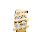 Round Cut Lab-Grown Diamond Two-Row Channel-Set Anniversary Wedding Band with Vertical Prongs in Yellow Gold