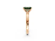 Solitaire Engagement Ring Setting for Fancy Green Emerald Cut Center with Beaded Shoulders and Prong Head in Rose Gold