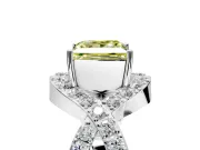 Halo Engagement Ring Setting for Fancy Yellow Princess Cut Center with Pave Infinity Twist Band and Prong Head in Sterling Silver