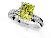 Solitaire Engagement Ring Setting for Fancy Yellow Radiant Cut Center with Raised Channel Band and Prong Head in White Gold