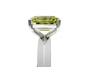 Solitaire Engagement Ring Setting for Fancy Yellow Emerald Cut Center with Wide Knife Ridge Band and Prong Head in Sterling Silver
