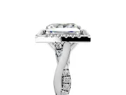 Halo Engagement Ring Setting for Princess Cut Center with Twist Band and Prong Head in Sterling Silver