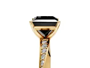 Side Accent Engagement Ring Setting for Fancy Black Princess Cut Center with Accent Shoulders and Prong Head in Yellow Gold