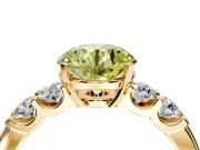 5 Stone Engagement Ring Setting for Fancy Yellow Round Cut Center with Plain Band and Prong Head in Yellow Gold
