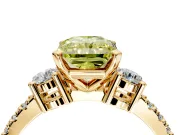 3 Stone Engagement Ring Setting for Fancy Yellow Radiant Cut Center with Round Cut Side Accents and Prong Head in Yellow Gold