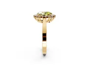Starburst Halo Engagement Ring Setting for Fancy Yellow Oval Center with Flat Cathedral Band and Prong Head in Yellow Gold