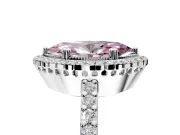 Halo Engagement Ring Setting for Fancy Pink Marquise Center with Inner Milgrain Border and Prong Head in Platinum