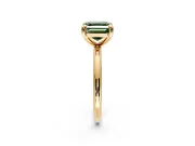 Low-Set Solitaire Engagement Ring Setting for Fancy Green Asscher Cut Center with Thin Plain Band and Prong Head in Yellow Gold