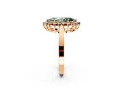 Starburst Halo Engagement Ring Setting for Fancy Green Marquise Center with Flat Cathedral Band and Prong Head in Rose Gold