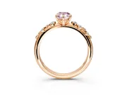 Cluster Engagement Ring Setting for Fancy Pink Pear-Shaped Center with Round Cut Accent Band and Prong Head in Rose Gold