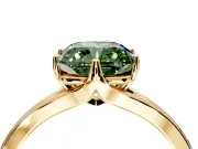 Solitaire Engagement Ring Setting for Fancy Green Cushion Cut Center with Plain Split Shank and Prong Head in Yellow Gold