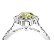Milgrain Floral Halo Engagement Ring Setting for Fancy Yellow Pear-Shaped Center with Pave Band and Prong Head in Platinum
